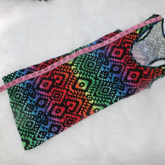 No Boundaries Neon Aztec Print Racerback Tank Top - Picture 5 of 5